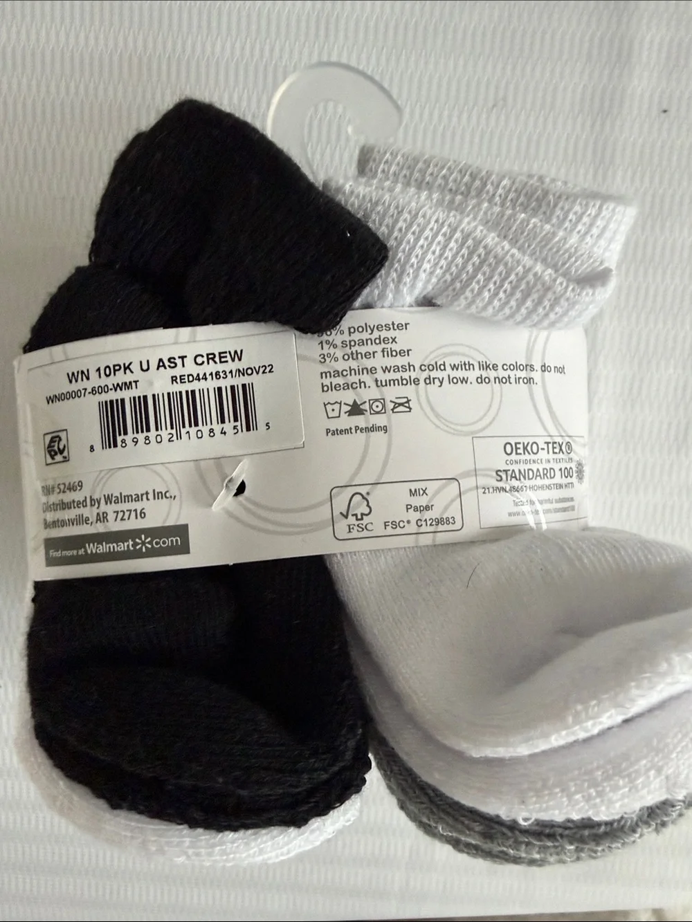 wonder nation Infant Crew Socks - White and Black (10 pairs)